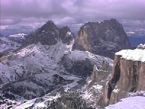 Sassolungo from Sass Pordoi in October, 1999